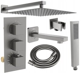 Slēpts dušas un vannas komplekts ar termostatu Mexen Cube 7in1, 25x25 cm, Graphite cena un informācija | Dušas komplekti un paneļi | 220.lv