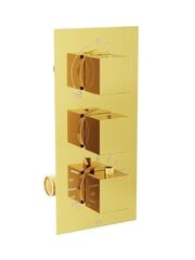 Slēpts dušas un vannas komplekts ar termostatu Mexen Cube 7in1, 30x30 cm, Gold цена и информация | Душевые комплекты и панели | 220.lv