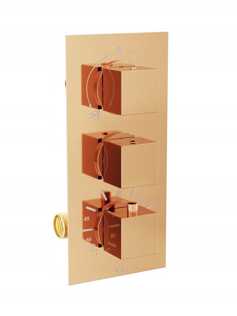 Slēpts dušas un vannas komplekts ar termostatu Mexen Cube 7in1, 30x30 cm, Rose Gold цена и информация | Dušas komplekti un paneļi | 220.lv