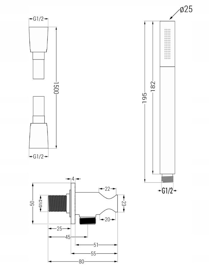 Zemapmetuma dušas komplekts ar termostatu Mexen Kai 6in1, 30 cm, White цена и информация | Dušas komplekti un paneļi | 220.lv
