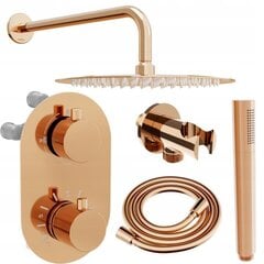 Zemapmetuma dušas komplekts ar termostatu Mexen Kai 6in1, 30 cm, Rose Gold цена и информация | Душевые комплекты и панели | 220.lv