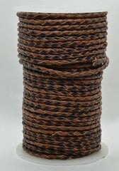 Плетеный шнур из натуральной кожи, 3 мм, 1 метр цена и информация | Принадлежности для изготовления украшений, бисероплетения | 220.lv