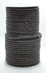 Плетеный шнур из натуральной кожи, 3 мм, 1 метр цена и информация | Принадлежности для изготовления украшений, бисероплетения | 220.lv