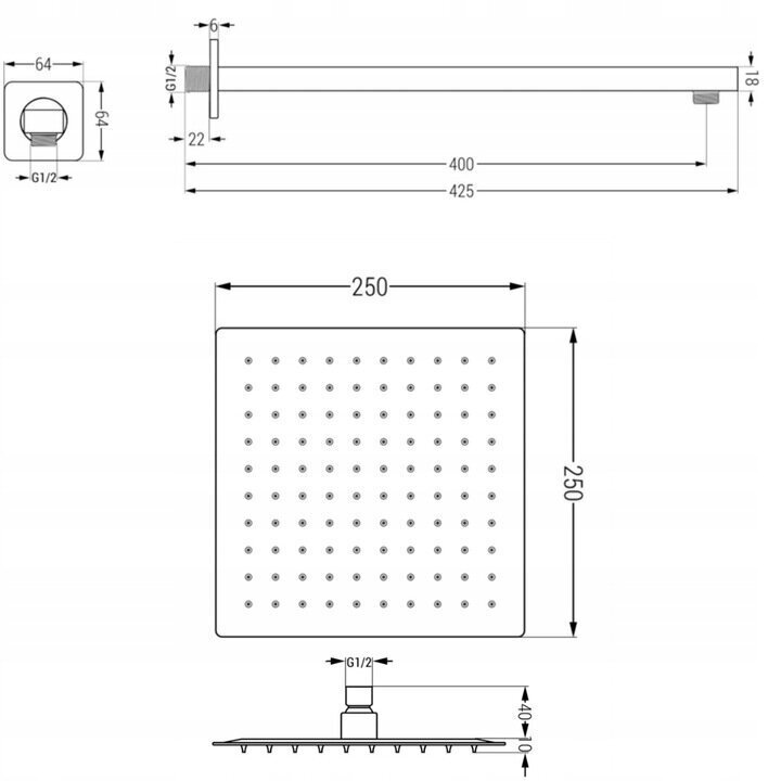 Slēpts dušas un vannas komplekts ar termostatu Mexen Cube 7in1, 25x25 cm, White цена и информация | Dušas komplekti un paneļi | 220.lv