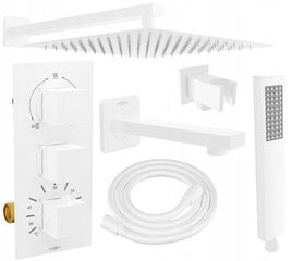Slēpts dušas un vannas komplekts ar termostatu Mexen Cube 7in1, 25x25 cm, White cena un informācija | Dušas komplekti un paneļi | 220.lv