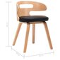 vidaXL virtuves krēsli, 2 gab., melni, izliekts koks un mākslīgā āda cena un informācija | Virtuves un ēdamistabas krēsli | 220.lv