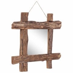 vidaXL spogulis, koka krāsa, 50x50 cm, baļķu dizains, masīvkoks cena un informācija | Spoguļi | 220.lv