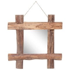 vidaXL spogulis, koka krāsa, 50x50 cm, baļķu dizains, masīvkoks цена и информация | Зеркала | 220.lv