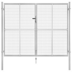 vidaXL dārza vārti, 306x250 cm, cinkots tērauds, sudraba krāsā cena un informācija | Žogi un piederumi | 220.lv