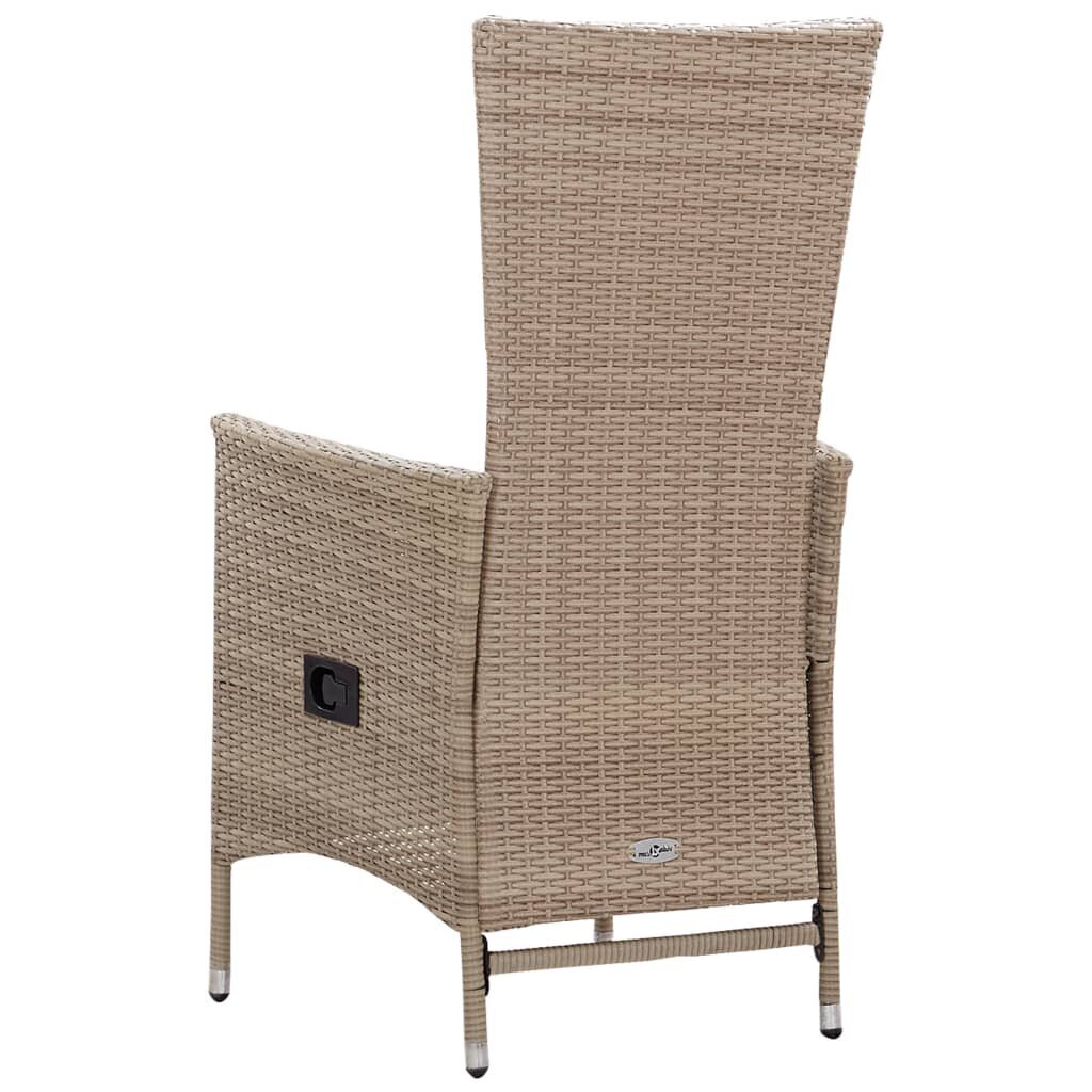 VidaXL dārza krēsli, 2 gab., ar spilveniem, bēšá krāsā PE rotangpalma cena un informācija | Dārza krēsli | 220.lv