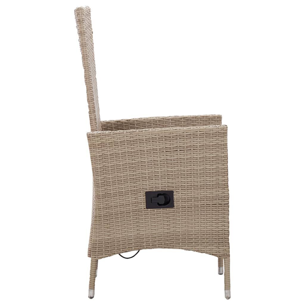 VidaXL dārza krēsli, 2 gab., ar spilveniem, bēšá krāsā PE rotangpalma cena un informācija | Dārza krēsli | 220.lv