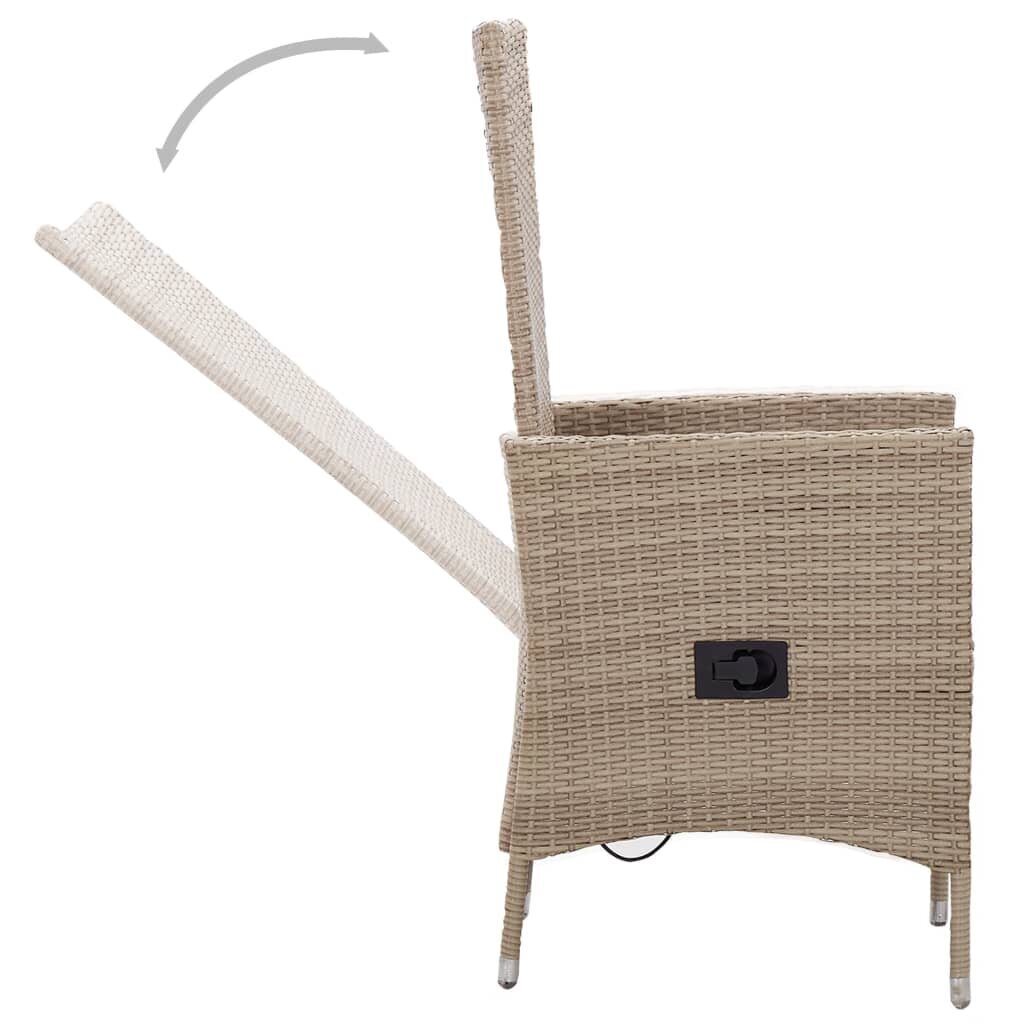 VidaXL dārza krēsli, 2 gab., ar spilveniem, bēšá krāsā PE rotangpalma цена и информация | Dārza krēsli | 220.lv