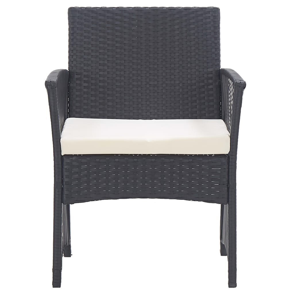 vidaXL dārza atpūtas krēsli ar matračiem, 2 gab., melna PE rotangpalma cena un informācija | Dārza krēsli | 220.lv