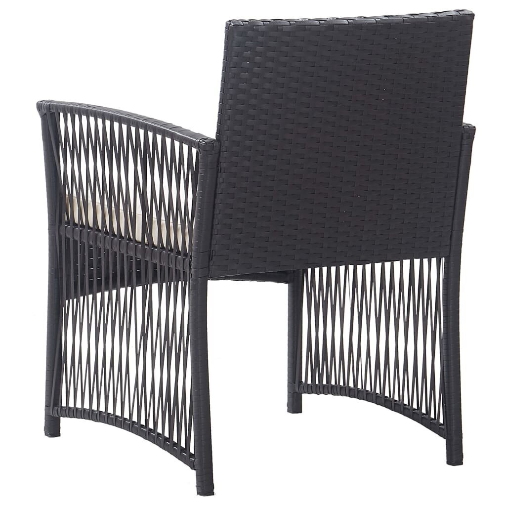 vidaXL dārza atpūtas krēsli ar matračiem, 2 gab., melna PE rotangpalma cena un informācija | Dārza krēsli | 220.lv