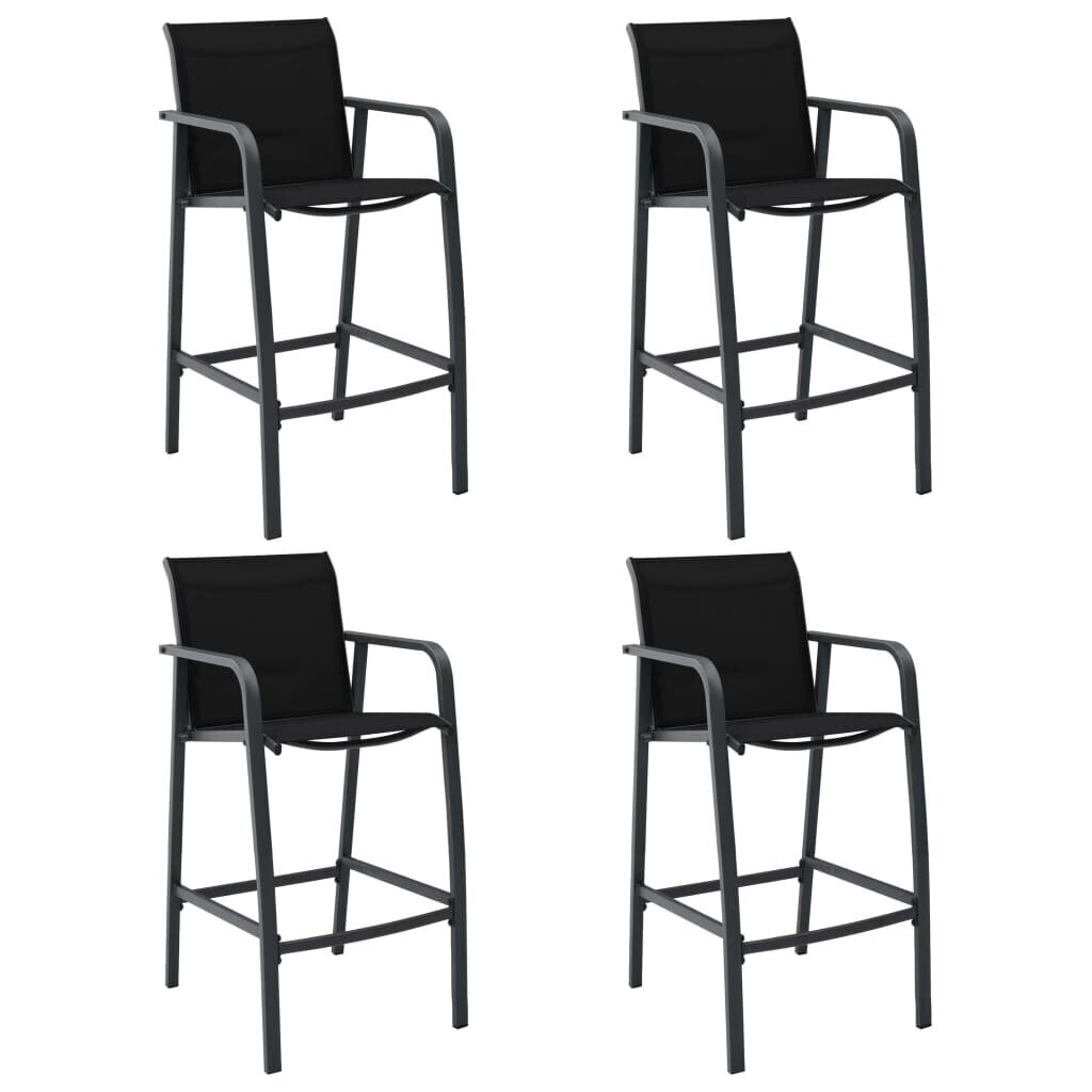 vidaXL dārza bāra krēsli, 4 gab., melns tekstilēns cena un informācija | Dārza krēsli | 220.lv