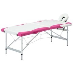 vidaXL saliekams masāžas galds, 2 daļas, alumīnijs, balts ar rozā цена и информация | Аксессуары для массажа | 220.lv