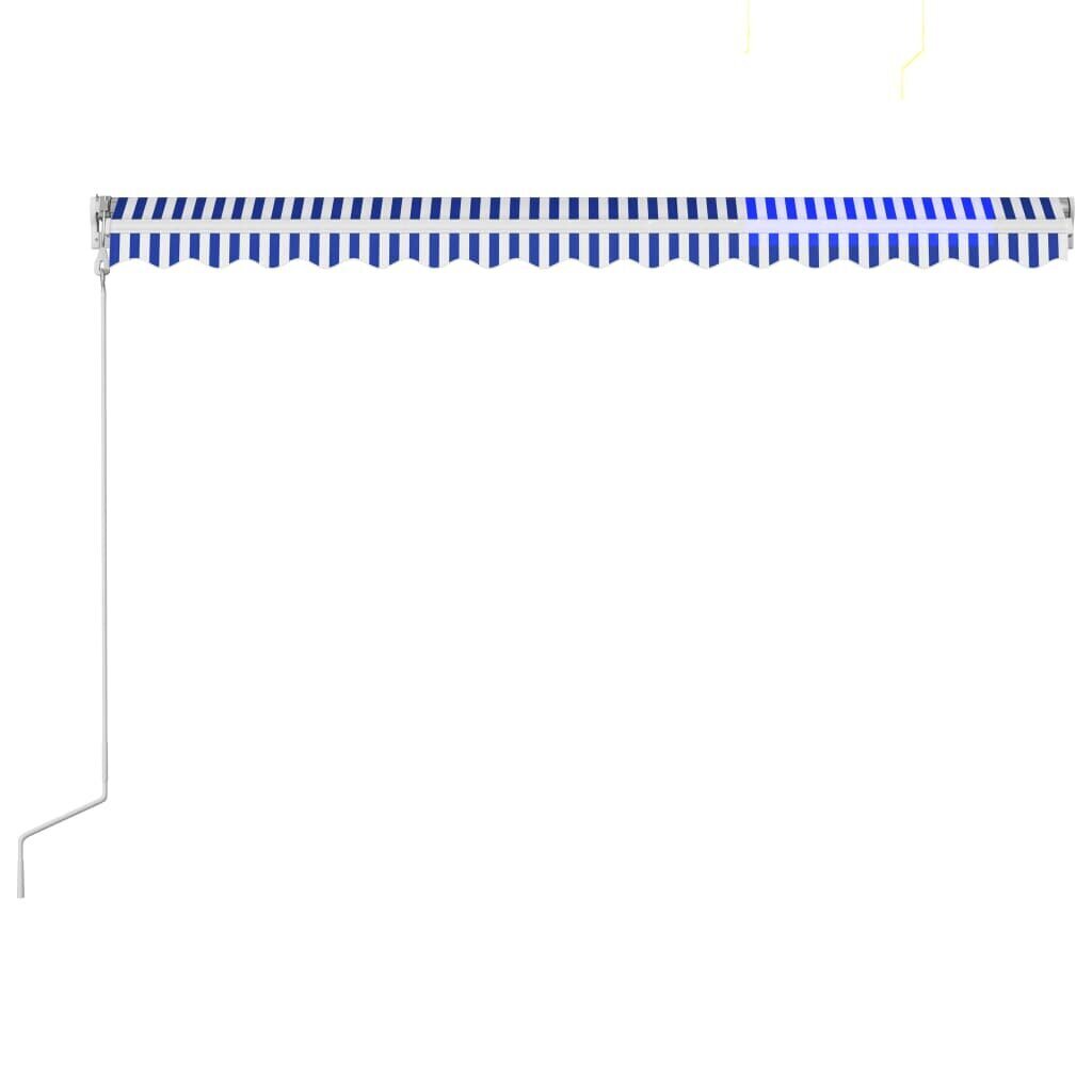 vidaXL izvelkama markīze, zila ar baltu, 400x300 cm, automātiska cena un informācija | Saulessargi, markīzes un statīvi | 220.lv