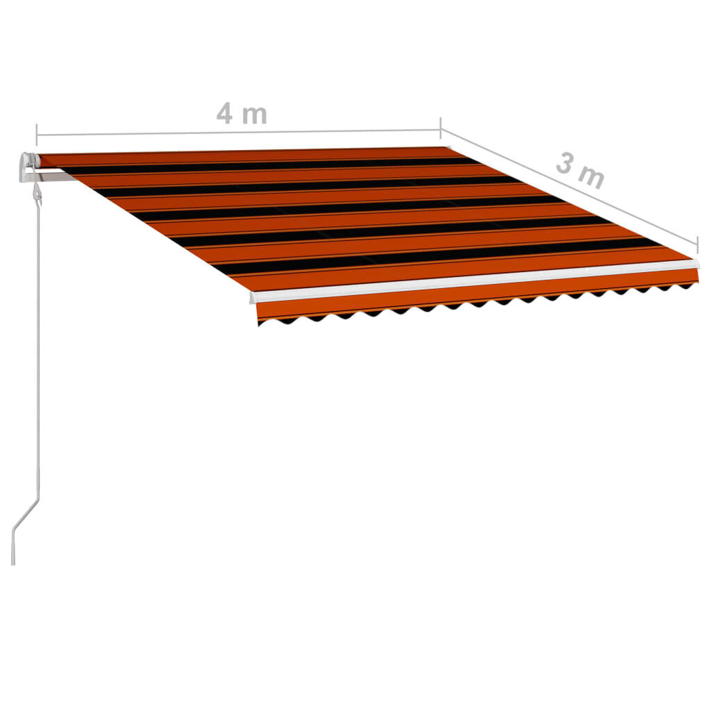 vidaXL izvelkama markīze, oranža ar brūnu, 400x300 cm, automātiska цена и информация | Saulessargi, markīzes un statīvi | 220.lv