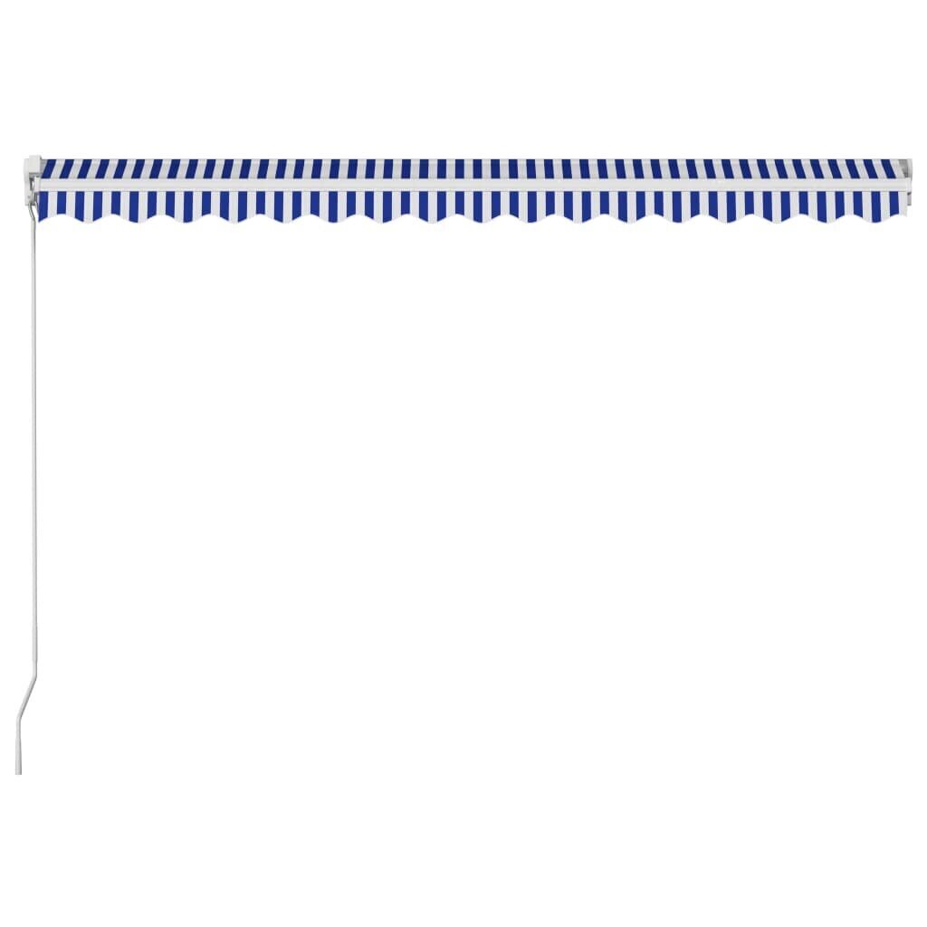 vidaXL manuāli izvelkama markīze ar LED, zila ar baltu, 400x300 cm цена и информация | Saulessargi, markīzes un statīvi | 220.lv