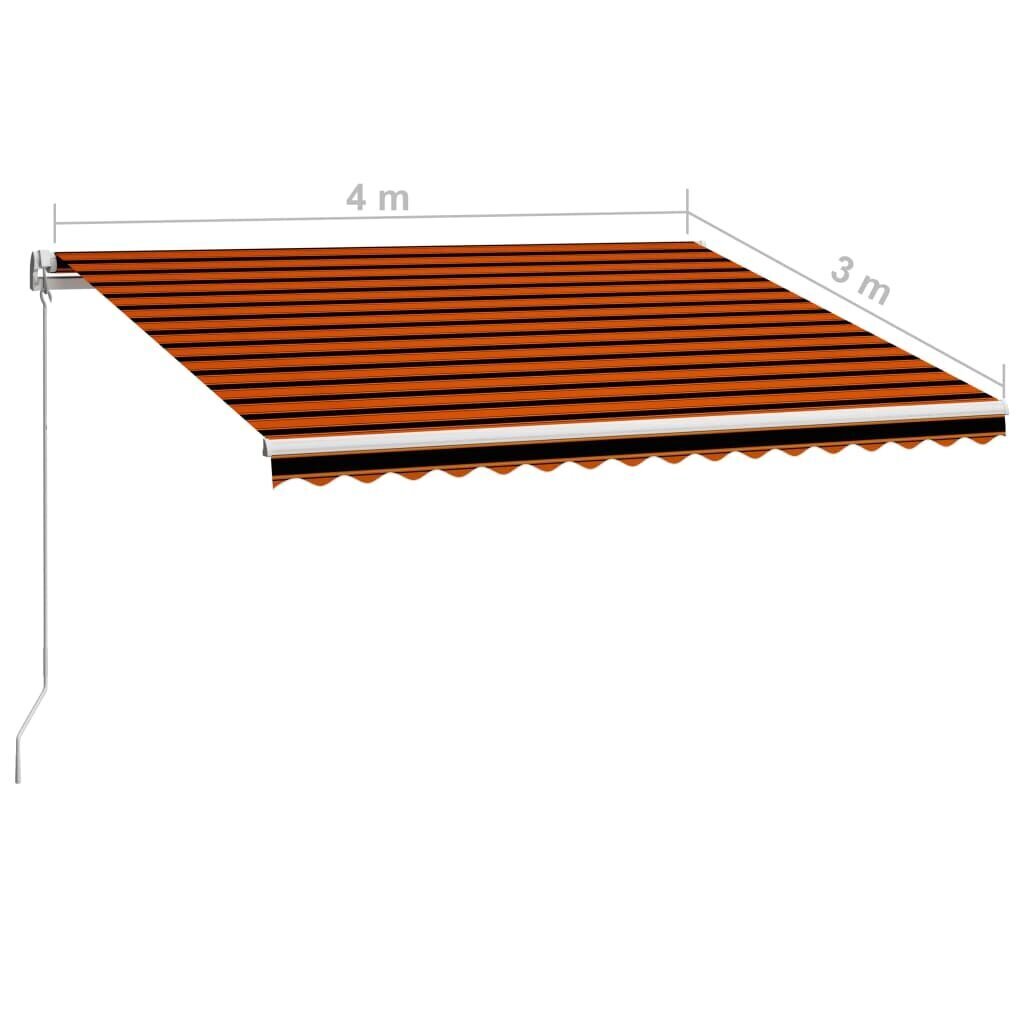 vidaXL izvelkama markīze, oranža ar brūnu, 400x300 cm, manuāla цена и информация | Saulessargi, markīzes un statīvi | 220.lv