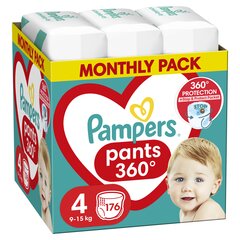 Autiņbiksītes-biksītes PAMPERS Pants Monthly Pack 4. izmērs 9-15 kg, 176 gab. cena un informācija | Autiņbiksītes | 220.lv