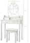 Kosmētiskais galdiņš KS136 ar LED apgaismojumu un mīkstu krēsliņu, balts цена и информация | Kosmētikas galdiņi | 220.lv