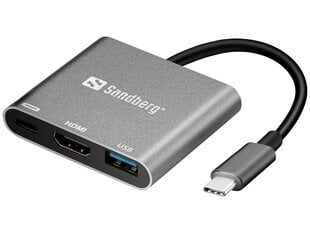 Док-станция Sandberg 136-00, USB type-C, USB-A, HDMI цена и информация | Адаптеры и USB разветвители | 220.lv