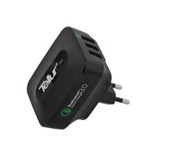 Tellur AC charger QC 3.0, 3*USB ports (1 port QC 3.0 & 2 USB port 2.4A) - Black cena un informācija | Lādētāji un adapteri | 220.lv