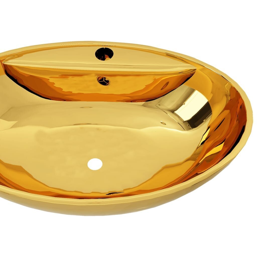 vidaXL izlietne ar noteci, 58,5x39x21 cm, keramika, zelta krāsa цена и информация | Izlietnes | 220.lv