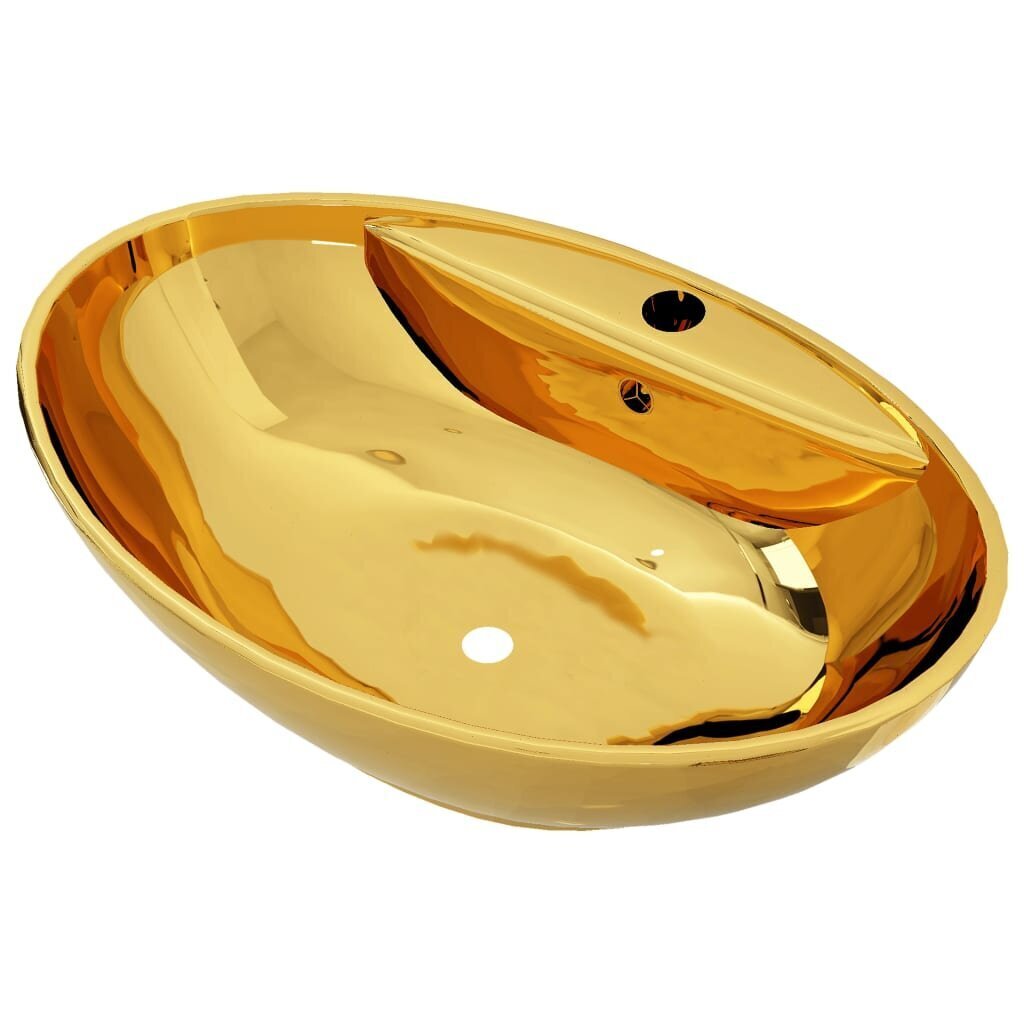 vidaXL izlietne ar noteci, 58,5x39x21 cm, keramika, zelta krāsa цена и информация | Izlietnes | 220.lv