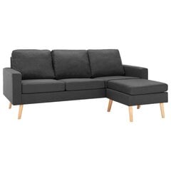 vidaXL trīsvietīgs dīvāns ar kājsoliņu, tumši pelēks audums cena un informācija | Dīvāni | 220.lv