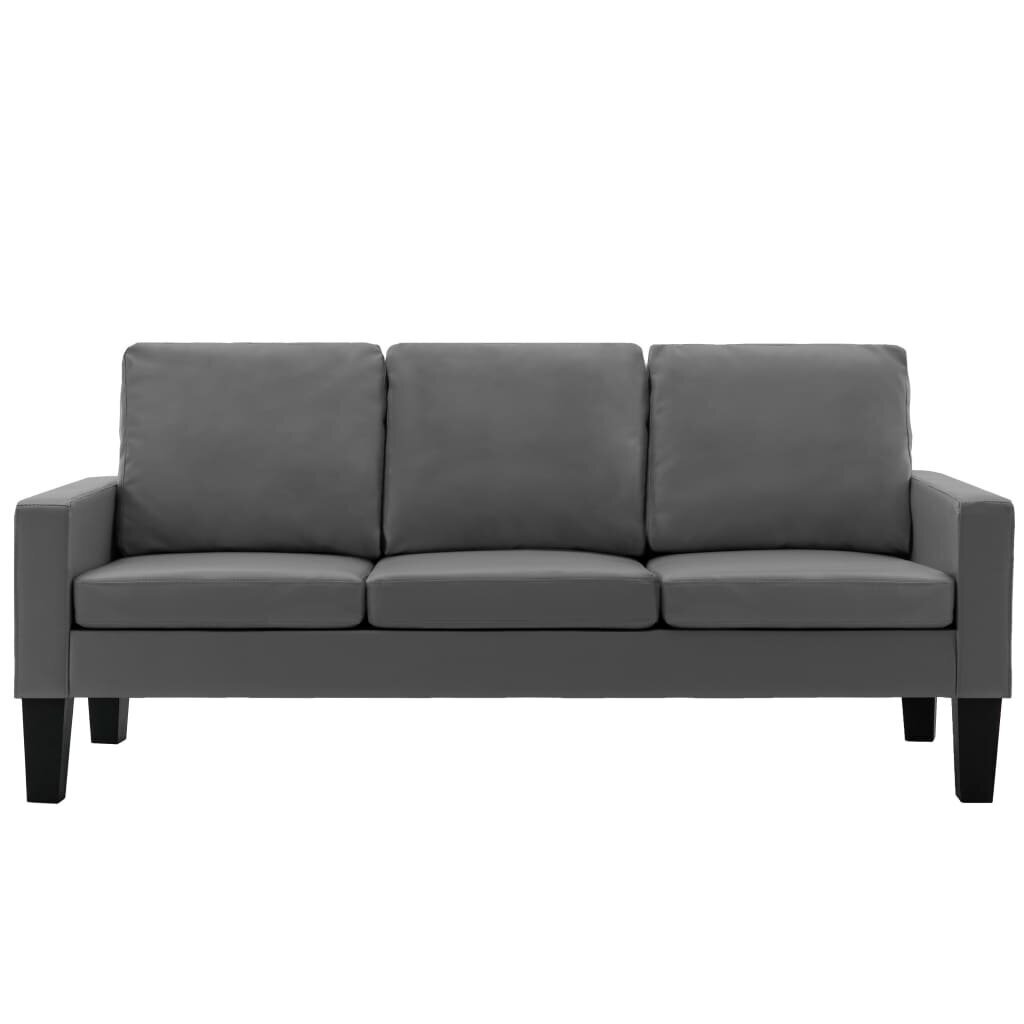 vidaXL trīsvietīgs dīvāns, pelēka mākslīgā āda cena un informācija | Dīvāni | 220.lv