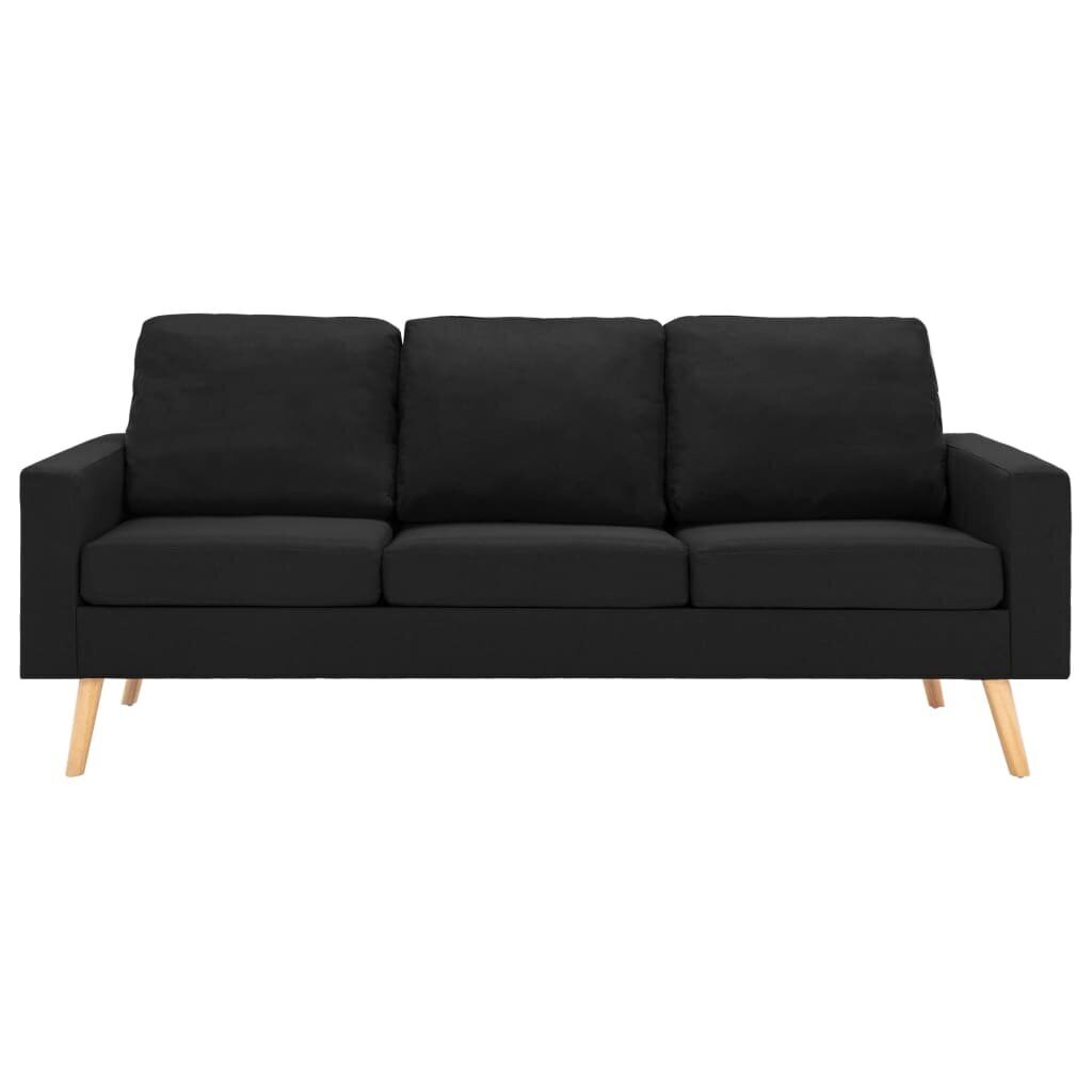 vidaXL 2-daļīgs dīvānu komplekts, melns audums cena un informācija | Dīvāni | 220.lv