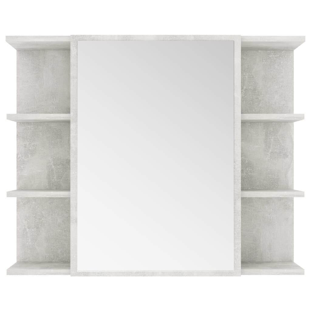 vidaXL vannasistabas spoguļskapītis, pelēks, 80x20,5x64 cm cena un informācija | Vannas istabas skapīši | 220.lv