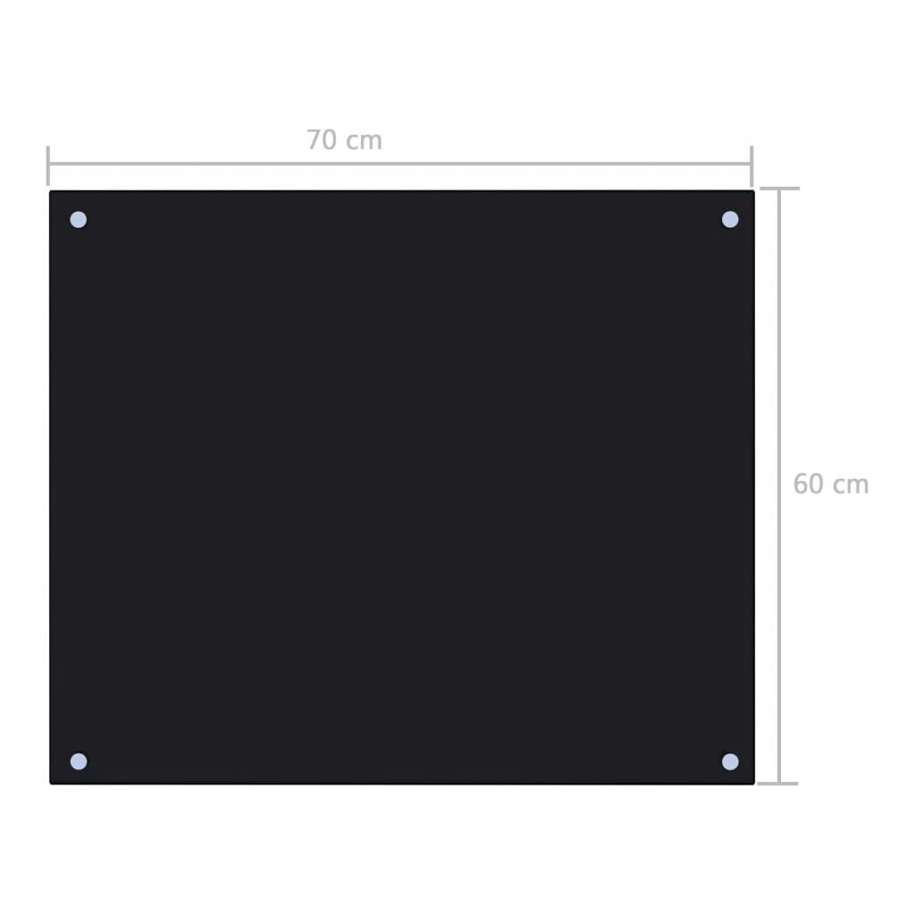 vidaXL virtuves sienas panelis, 70x60 cm, rūdīts stikls, melns cena un informācija | Virtuves furnitūra | 220.lv