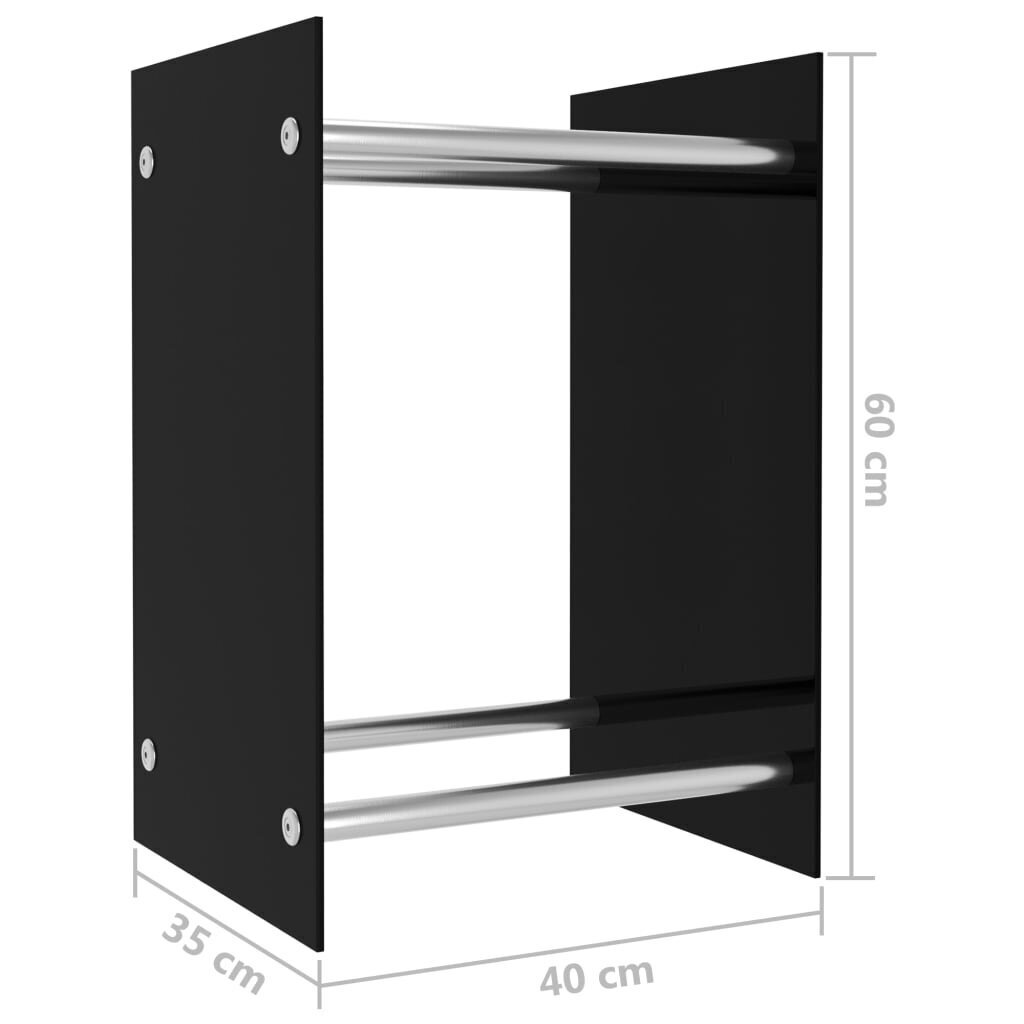 vidaXL malkas uzglabāšanas statīvs, 40x35x60 cm, melns stikls cena un informācija | Kamīnu un krāšņu aksesuāri | 220.lv