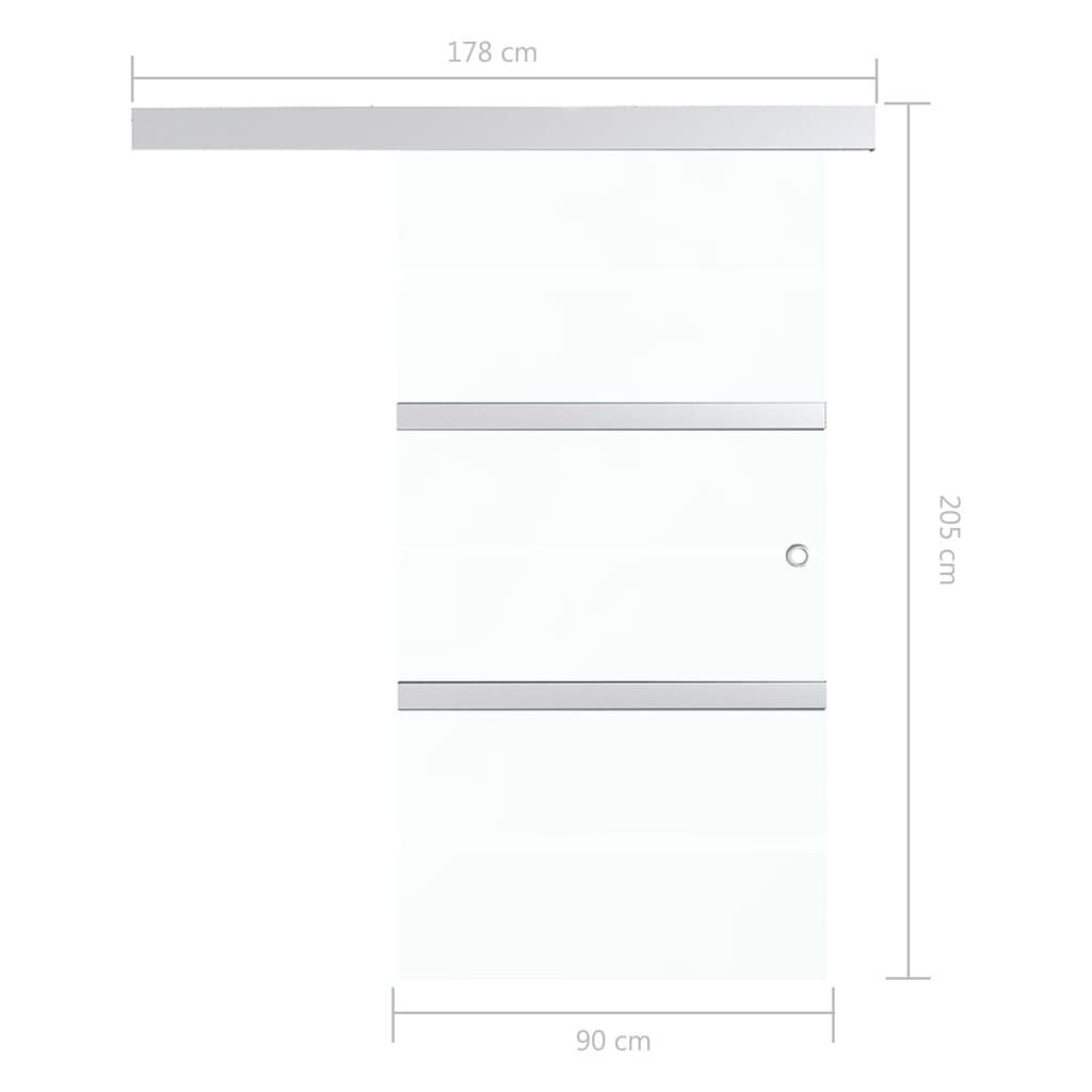 vidaXL bīdāmās durvis, ESG stikls, alumīnijs, 90x205 cm, sudraba krāsā cena un informācija | Iekšdurvis | 220.lv
