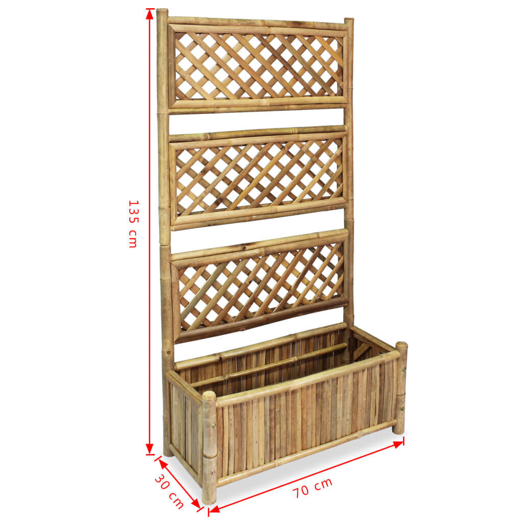 vidaXL augstā puķu kaste ar špaleru, 70 cm, bambuss цена и информация | Puķu podi | 220.lv