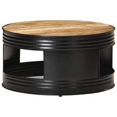 vidaXL kafijas galdiņš, 68x68x36 cm, melns, neapstrādāts mango koks cena un informācija | Žurnālgaldiņi | 220.lv