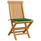 vidaXL dārza krēsli, zaļi matrači, 2 gab., masīvs tīkkoks цена и информация | Dārza krēsli | 220.lv