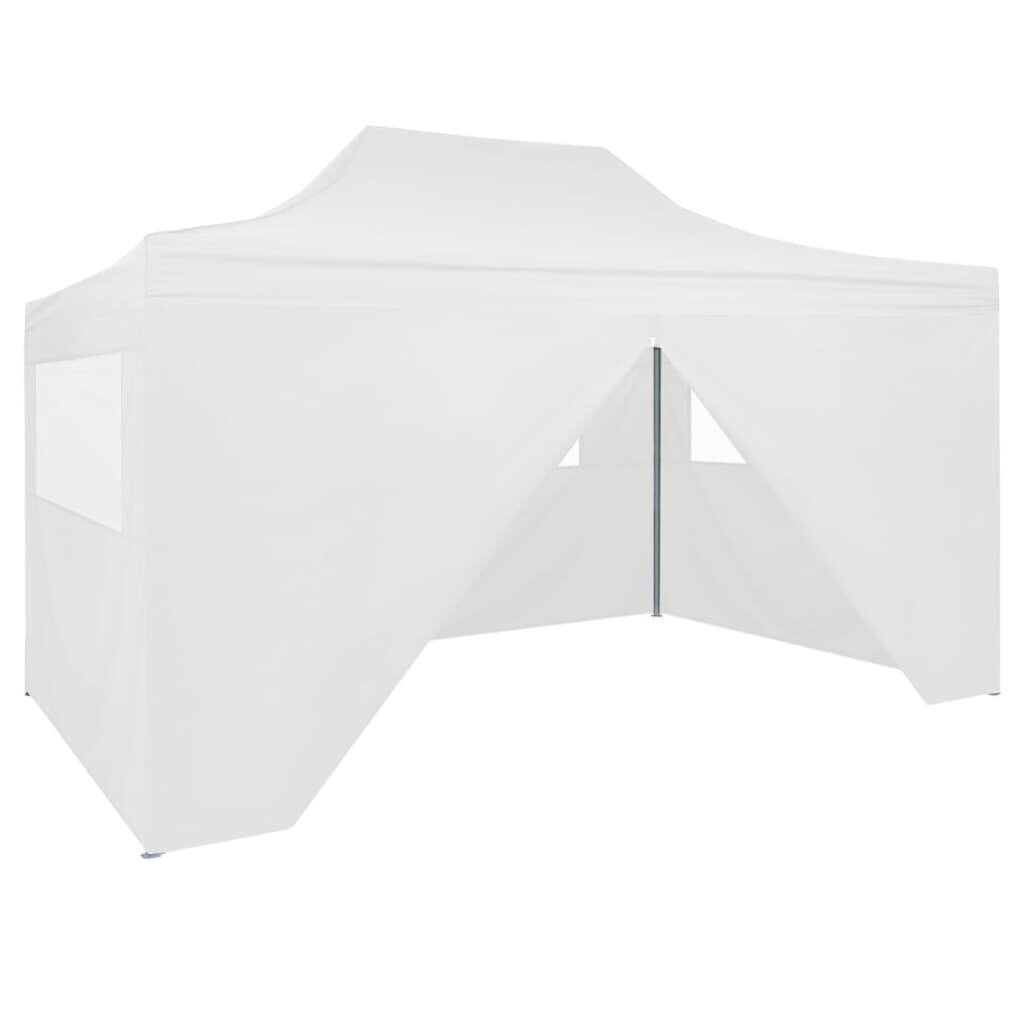 vidaXL saliekama svinību telts ar 4 sānu sienām, 3x4,5 m, balta cena un informācija | Dārza nojumes un lapenes | 220.lv