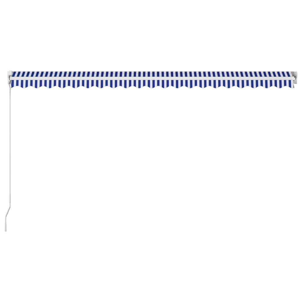vidaXL izvelkama markīze, manuāla, 500x300 cm, zila ar baltu cena un informācija | Saulessargi, markīzes un statīvi | 220.lv