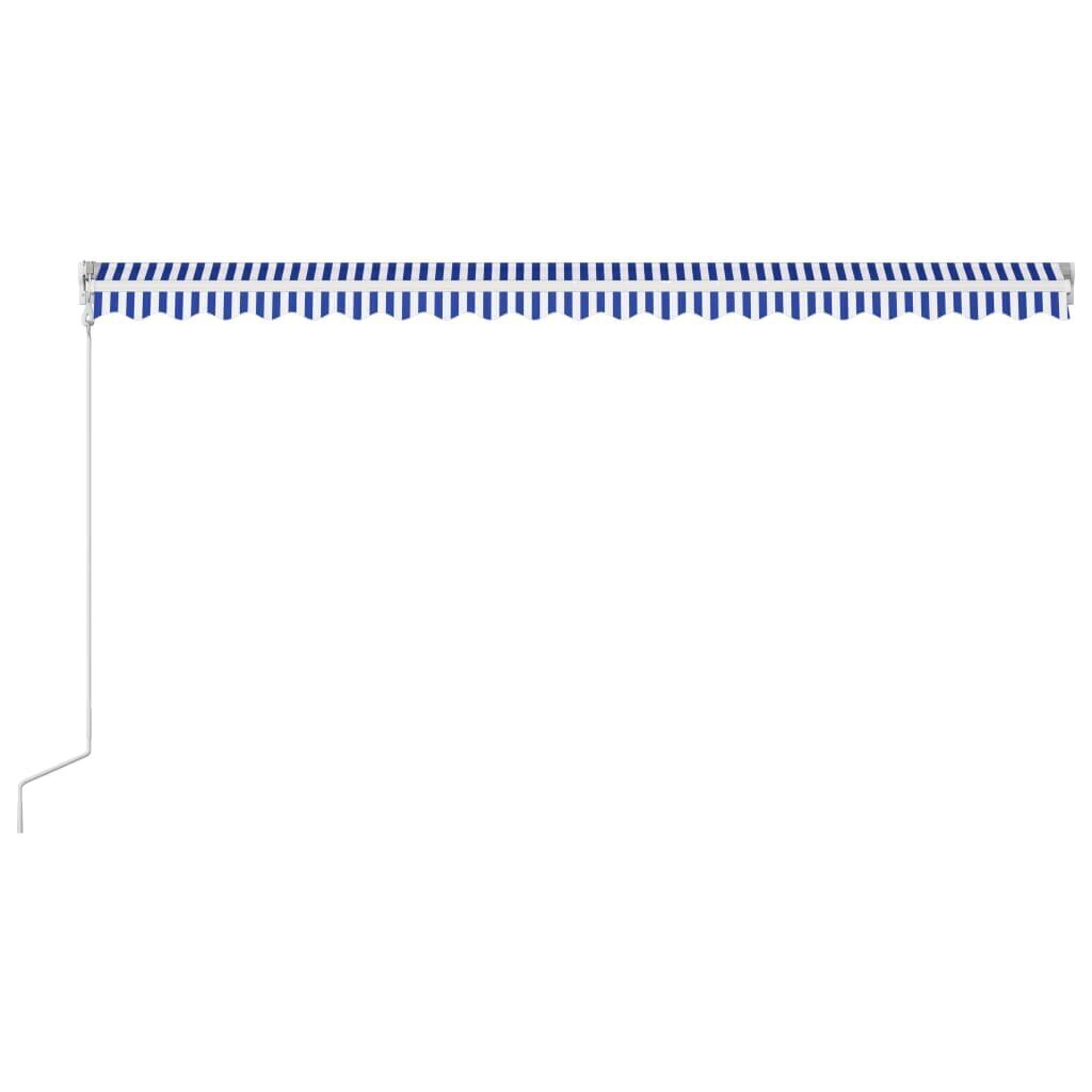 vidaXL izvelkama markīze, 500x300 cm, automātiska, zila ar baltu cena un informācija | Saulessargi, markīzes un statīvi | 220.lv