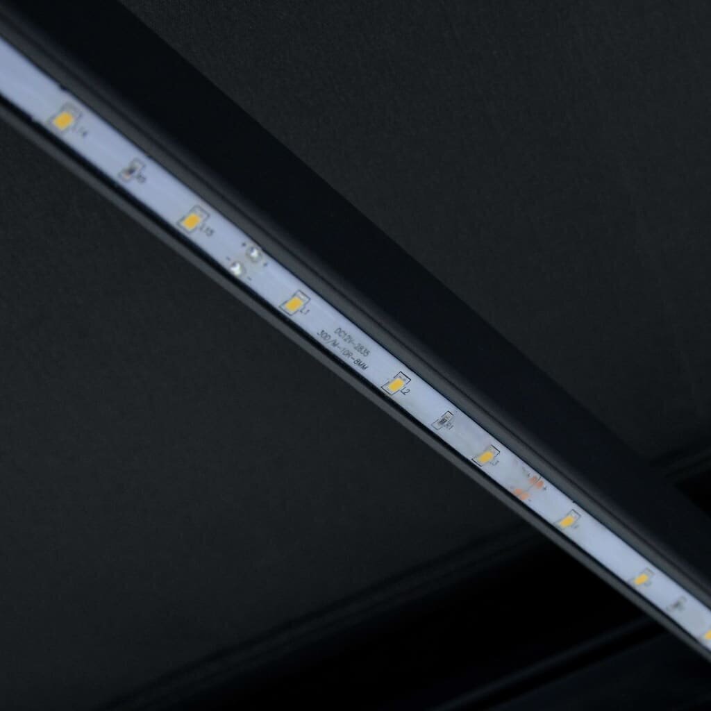 vidaXL manuāli izvelkama markīze ar LED, 500x300 cm, antracītpelēka cena un informācija | Saulessargi, markīzes un statīvi | 220.lv