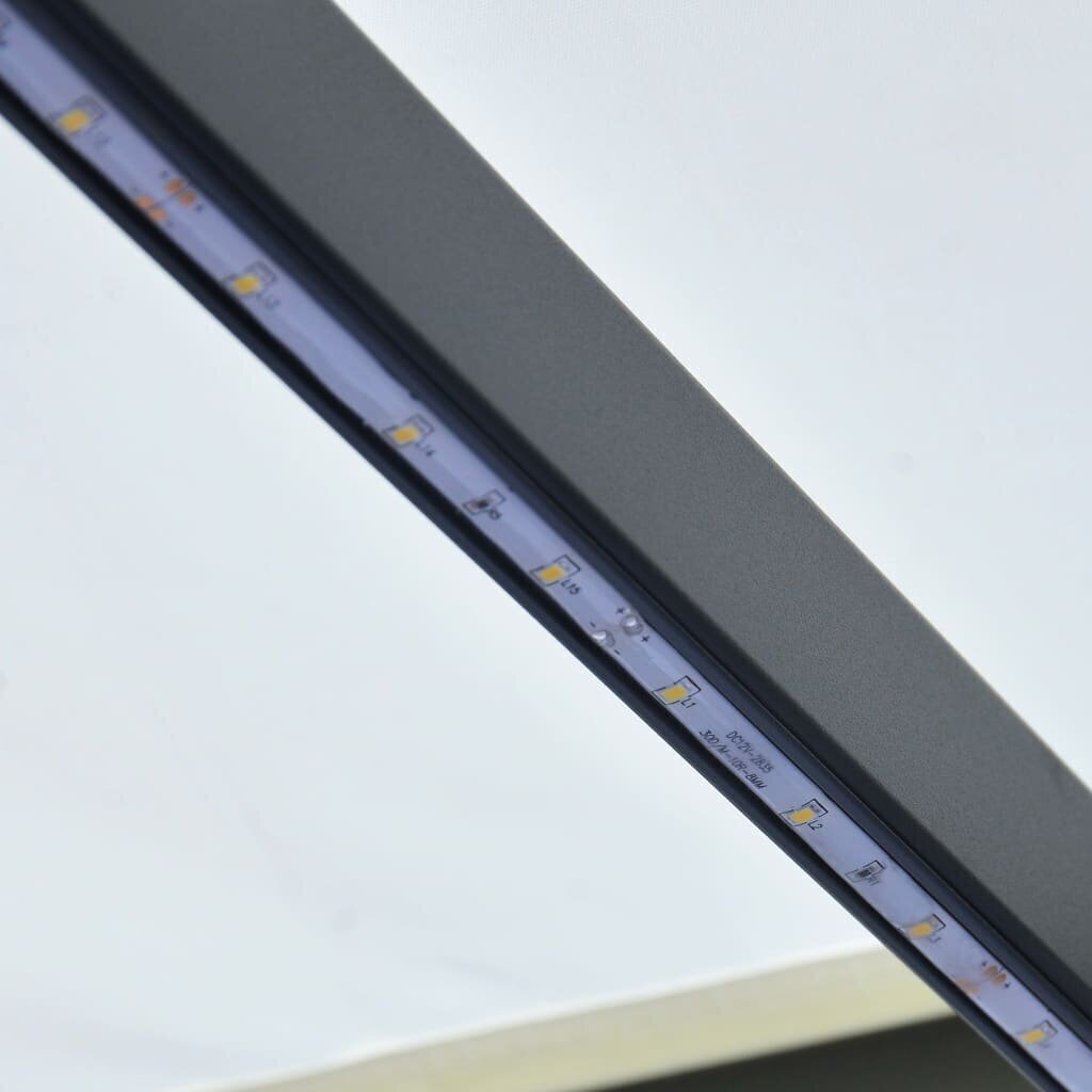 vidaXL izvelkama markīze ar LED, manuāla, 300x250 cm, krēmkrāsā цена и информация | Saulessargi, markīzes un statīvi | 220.lv