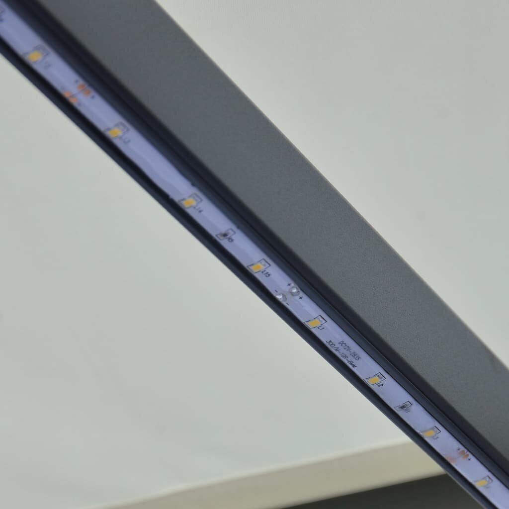 vidaXL izvelkama markīze ar vēja sensoru un LED, krēmkrāsā, 400x300 cm cena un informācija | Saulessargi, markīzes un statīvi | 220.lv