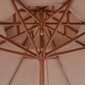 vidaXL saulessargs ar dubultu jumtu, pelēkbrūns, 270 cm, koka kāts cena un informācija | Saulessargi, markīzes un statīvi | 220.lv