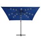 vidaXL saulessargs ar LED gaismām un tērauda kātu, 250x250 cm, zils цена и информация | Saulessargi, markīzes un statīvi | 220.lv