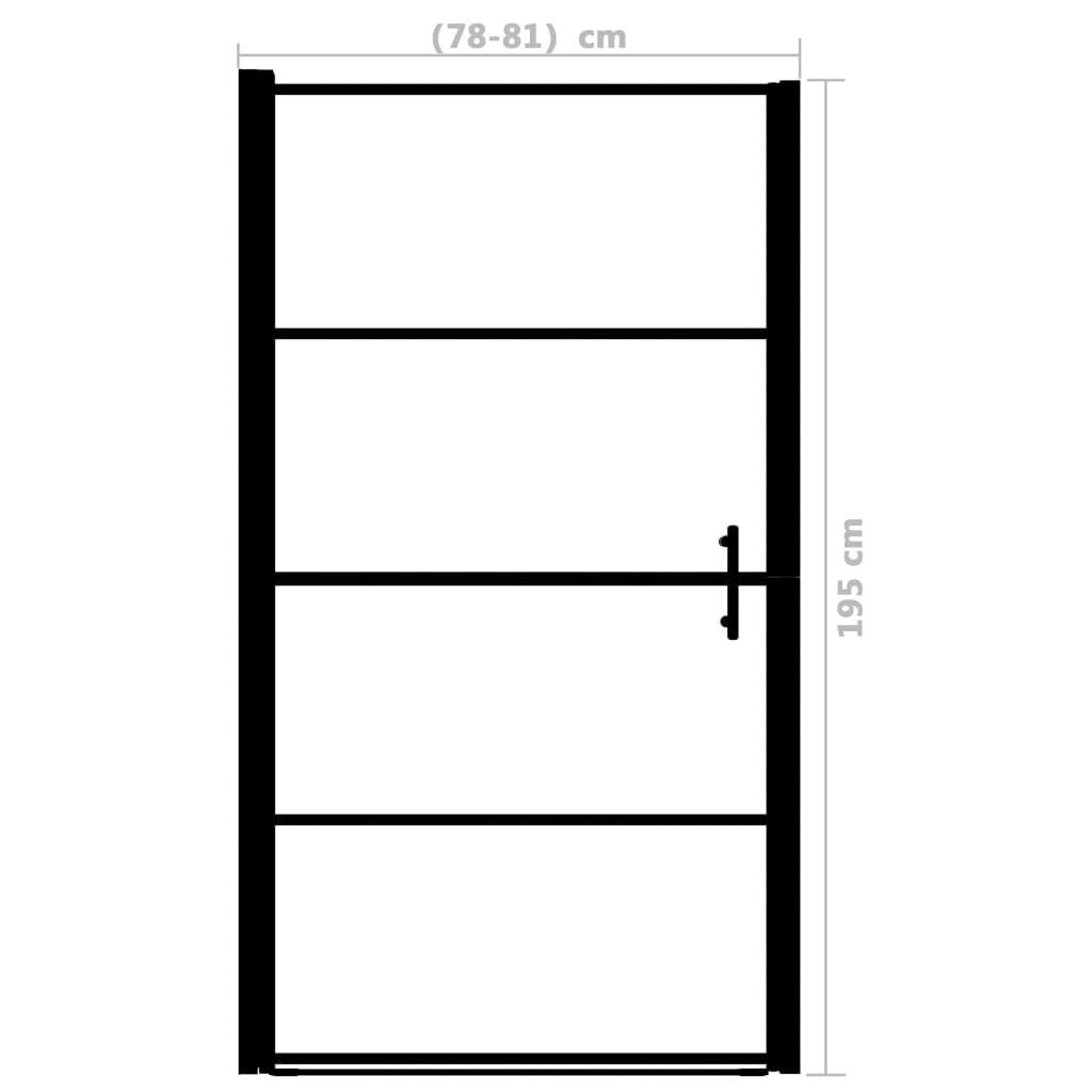 vidaXL dušas durvis, matēts rūdītais stikls, 81x195 cm, melnas cena un informācija | Dušas durvis, dušas sienas | 220.lv