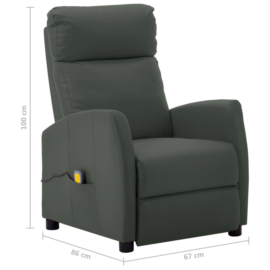 vidaXL masāžas krēsls, atgāžams, pelēka mākslīgā āda cena un informācija | Atpūtas krēsli | 220.lv
